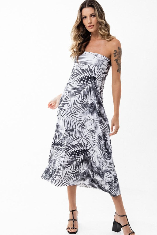 Campos Convertible Maxi Skirt - WHITE PALMS - lilikoiwear.com