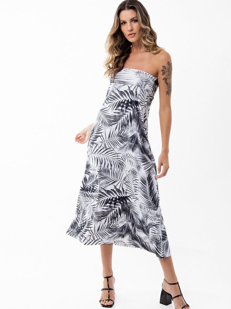 Campos Convertible Maxi Skirt - WHITE PALMS - lilikoiwear.com