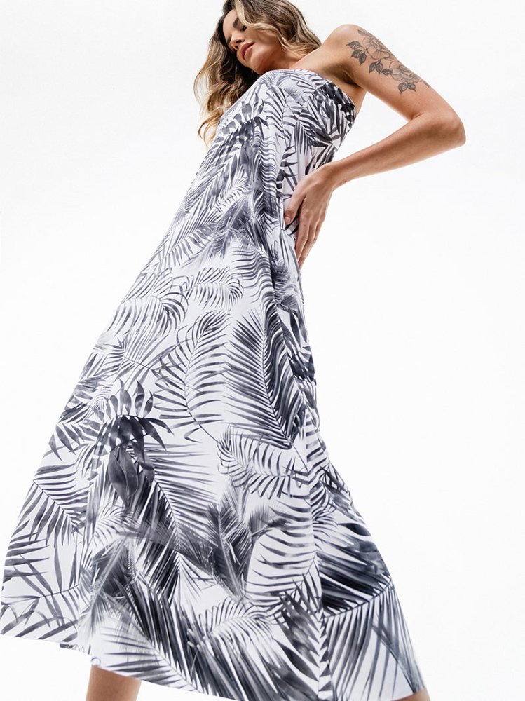 Campos Convertible Maxi Skirt - WHITE PALMS - lilikoiwear.com