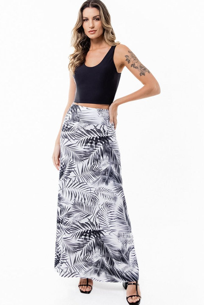 Campos Convertible Maxi Skirt - WHITE PALMS - lilikoiwear.com