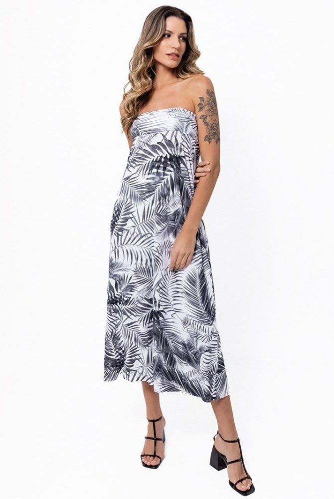 Campos Convertible Maxi Skirt - WHITE PALMS - lilikoiwear.com