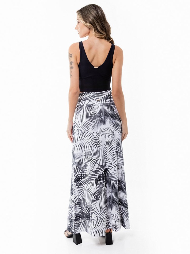 Campos Convertible Maxi Skirt - WHITE PALMS - lilikoiwear.com