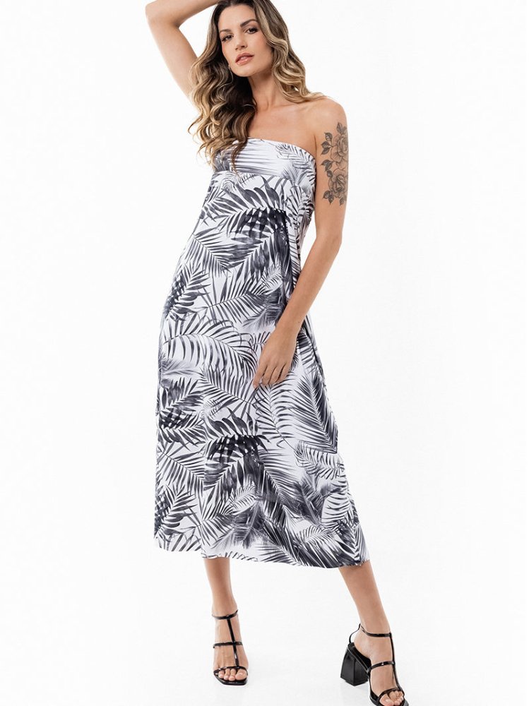 Campos Convertible Maxi Skirt - WHITE PALMS - lilikoiwear.com