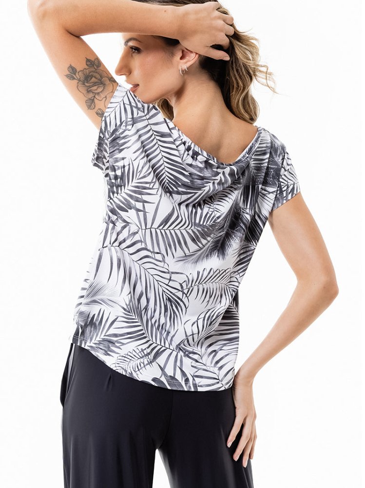 Fluity Fabric Off-Shoulder Blouse - WHITE PALMS - lilikoiwear.com