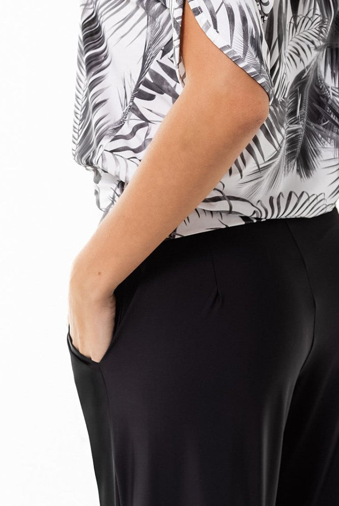 Fluity Fabric Open-Shoulder Blouse - WHITE PALMS - lilikoiwear.com