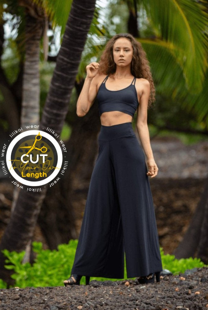 Fluity Luxe Palazzo Pants - SOLID BLACK - lilikoiwear.com