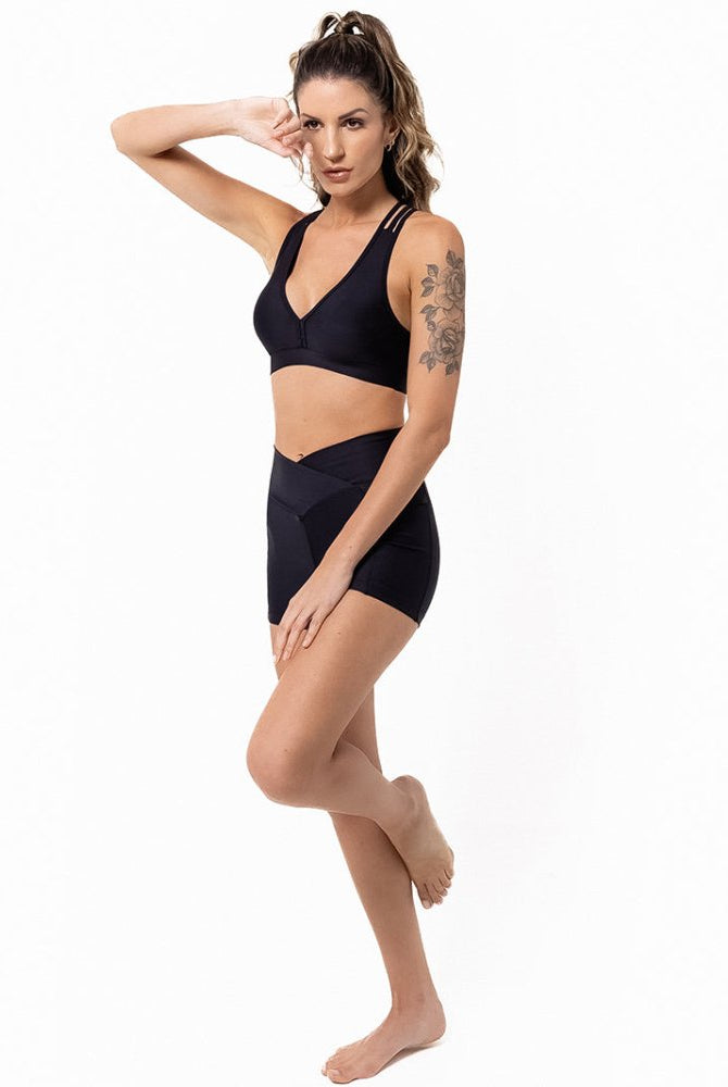 LEVITATE Shorties with Pockets - SOLID BLACK (with Hawaiian Islands) - lilikoiwear.com