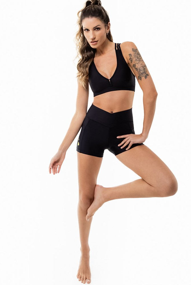 LEVITATE Shorties with Pockets - SOLID BLACK (with Hawaiian Islands) - lilikoiwear.com