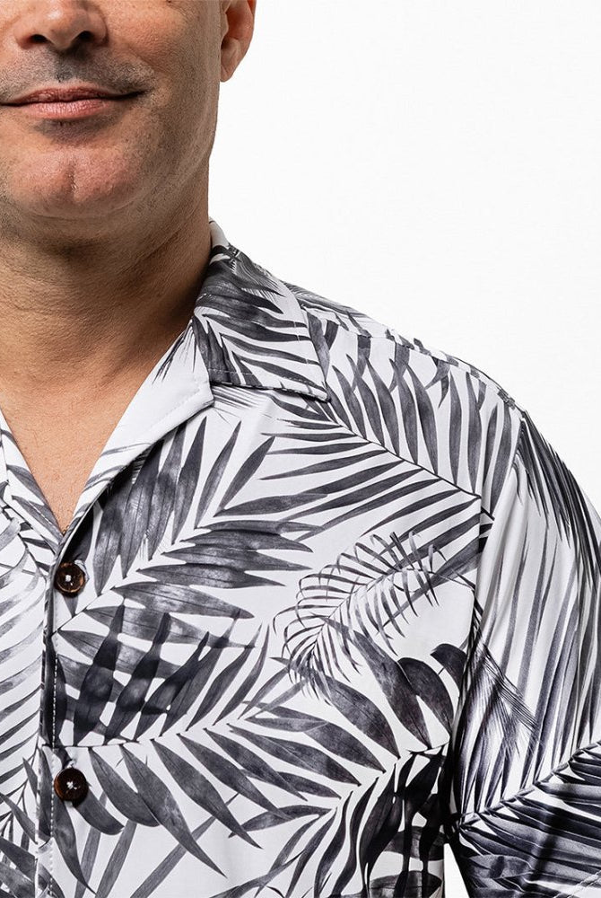Men's Aloha Shirt - WHITE PALMS - lilikoiwear.com