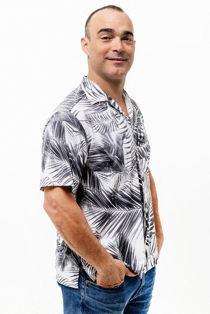 Men's Aloha Shirt - WHITE PALMS - lilikoiwear.com