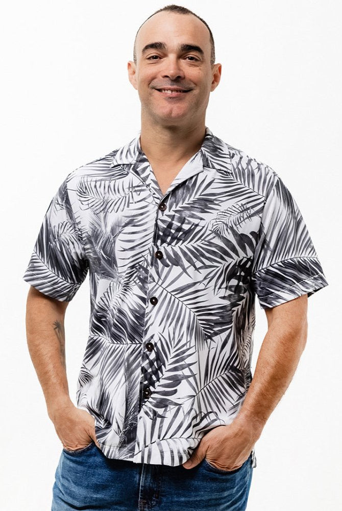 Men's Aloha Shirt - WHITE PALMS - lilikoiwear.com