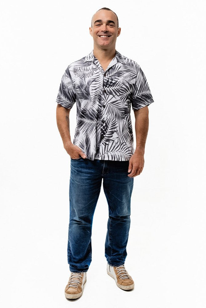 Men's Aloha Shirt - WHITE PALMS - lilikoiwear.com