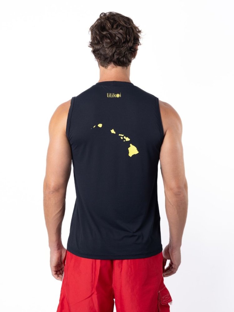 Men's Dri-Fit Sleeveless Shirt with LILIKOI logo - BLACK / YELLOW - lilikoiwear.com