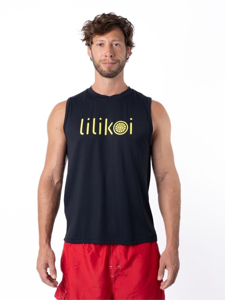 Men's Dri-Fit Sleeveless Shirt with LILIKOI logo - BLACK / YELLOW - lilikoiwear.com