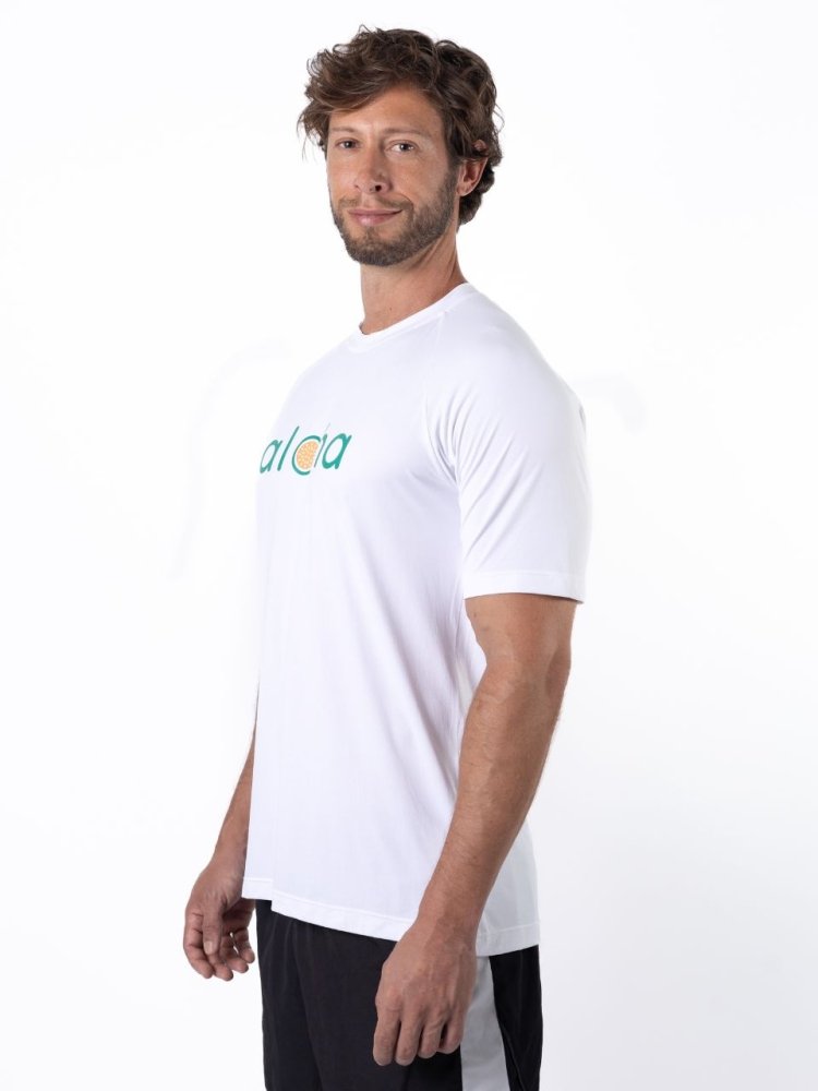 Men's Dri-Fit T-Shirt with ALOHA graphic - WHITE / GREEN - lilikoiwear.com