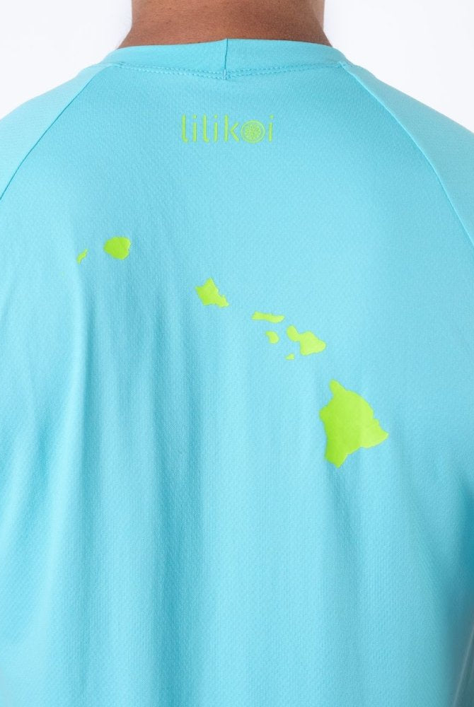 Men's Dri-Fit T-Shirt with LILIKOI logo - OCEAN / LIME GREEN - lilikoiwear.com