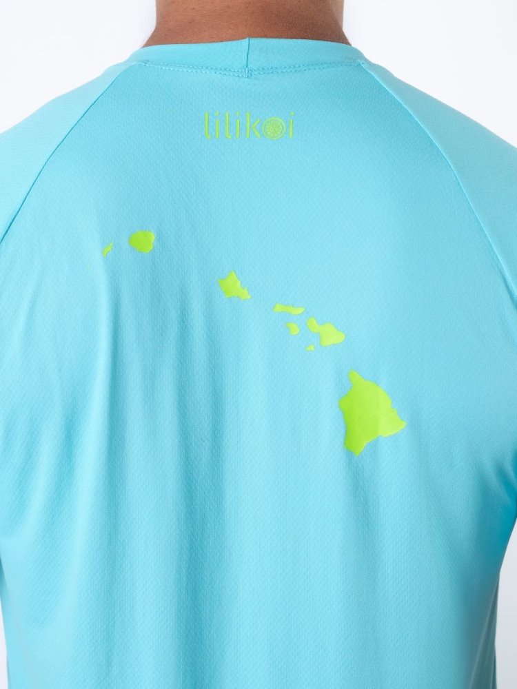 Men's Dri-Fit T-Shirt with LILIKOI logo - OCEAN / LIME GREEN - lilikoiwear.com