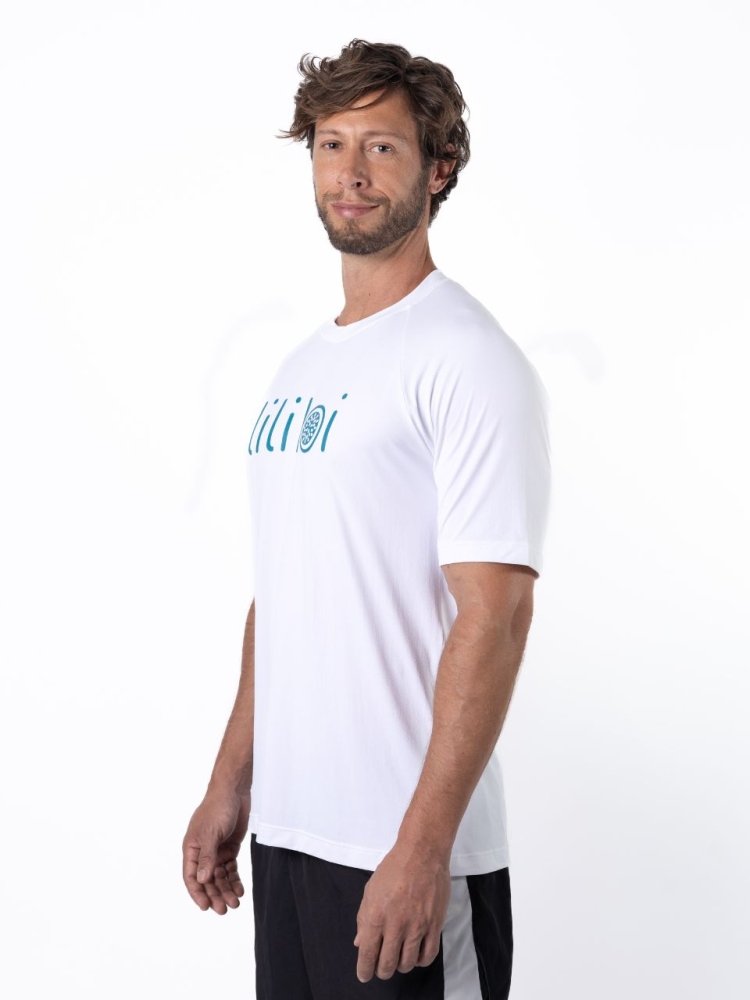 Men's Dri-Fit T-Shirt with LILIKOI logo - WHITE / BLUE - lilikoiwear.com