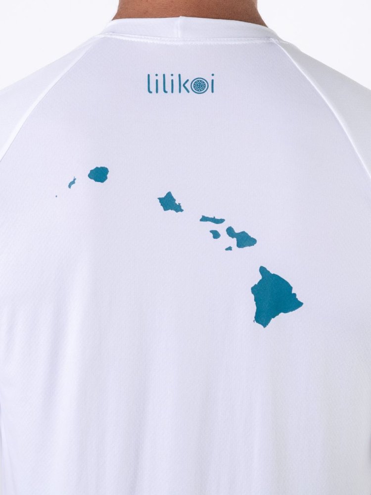 Men's Dri-Fit T-Shirt with LILIKOI logo - WHITE / BLUE - lilikoiwear.com