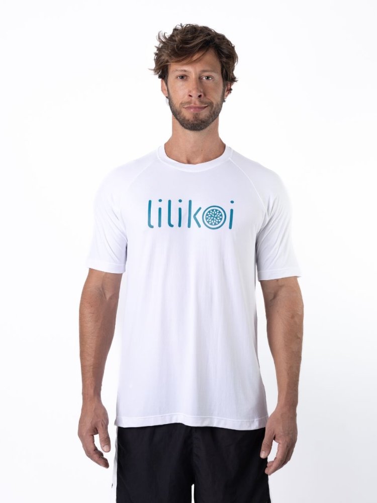 Men's Dri-Fit T-Shirt with LILIKOI logo - WHITE / BLUE - lilikoiwear.com