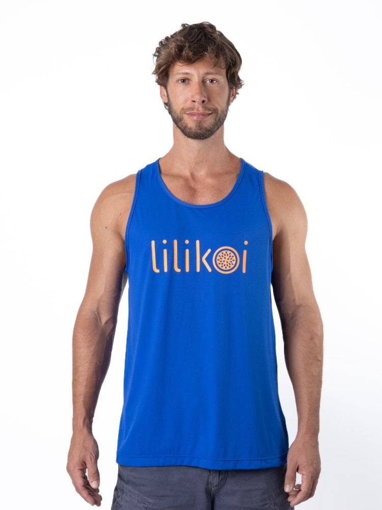 Men's Dri-Fit Tank with LILIKOI logo - ROYAL / ORANGE - lilikoiwear.com