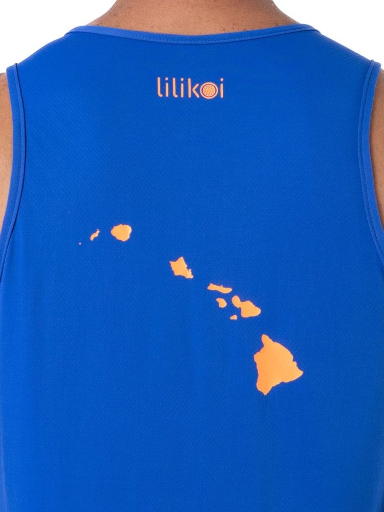 Men's Dri-Fit Tank with LILIKOI logo - ROYAL / ORANGE - lilikoiwear.com