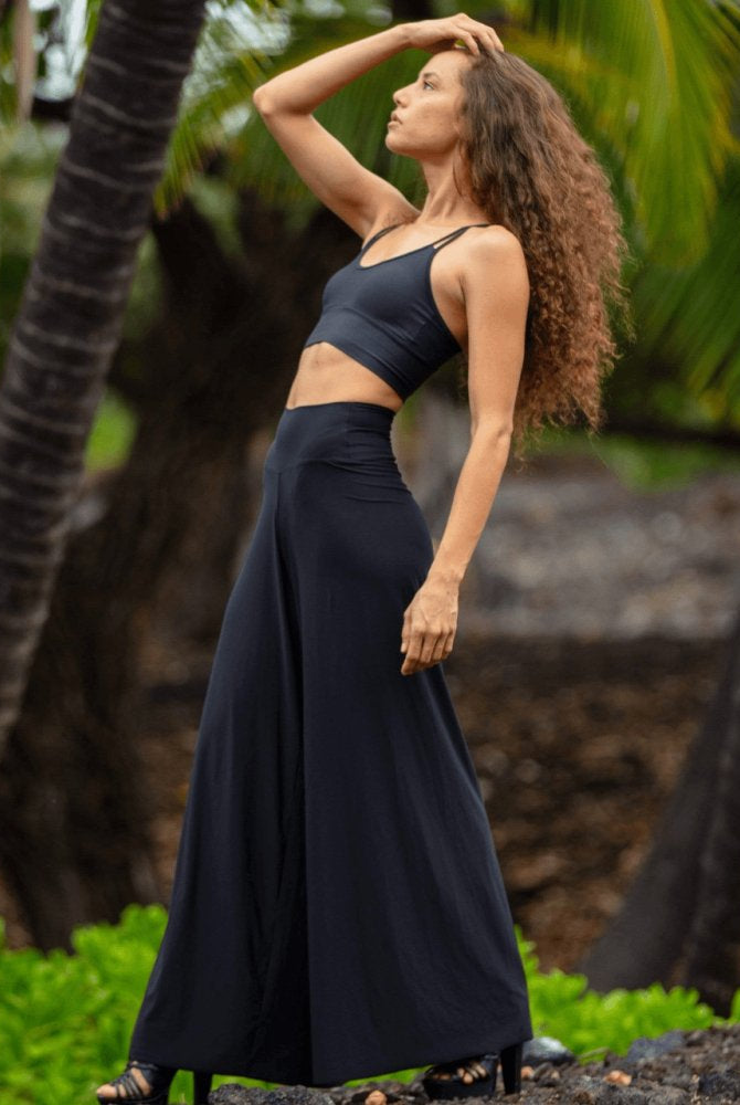 Fluity Luxe Palazzo Pants - SOLID BLACK - lilikoiwear.com