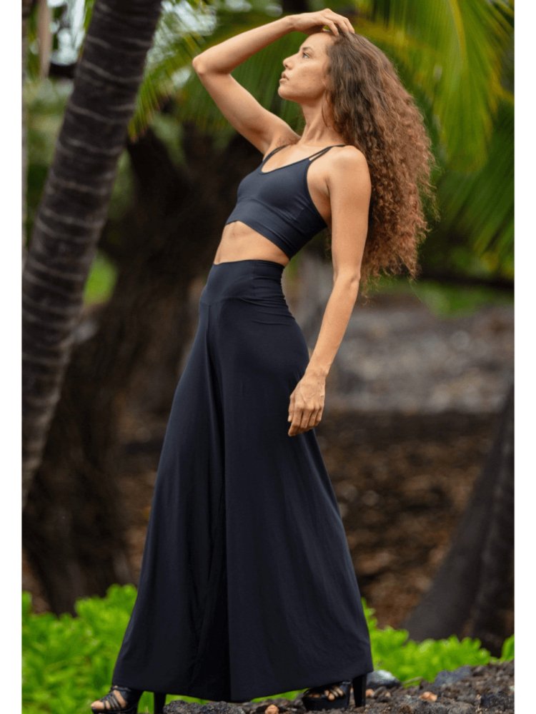Fluity Luxe Palazzo Pants - SOLID BLACK - lilikoiwear.com