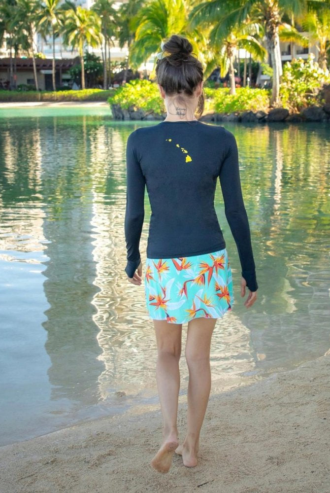 Fluity Rash Guard - SOLID BLACK (Hawaiian Islands) - lilikoiwear.com