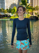 Fluity Rash Guard - SOLID BLACK (Hawaiian Islands) - lilikoiwear.com