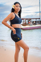 LEVITATE Shorties with Pockets - SOLID BLACK (with Hawaiian Islands) - lilikoiwear.com