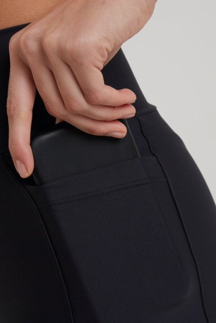 LEVITATE Shorties with Pockets - SOLID BLACK (with Hawaiian Islands) - lilikoiwear.com