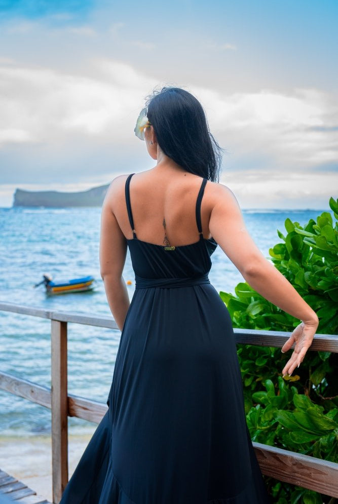 Luau Wrap Dress - SOLID BLACK - lilikoiwear.com