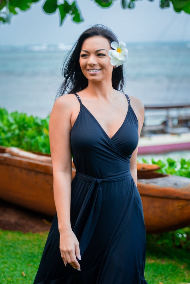 Luau Wrap Dress - SOLID BLACK - lilikoiwear.com