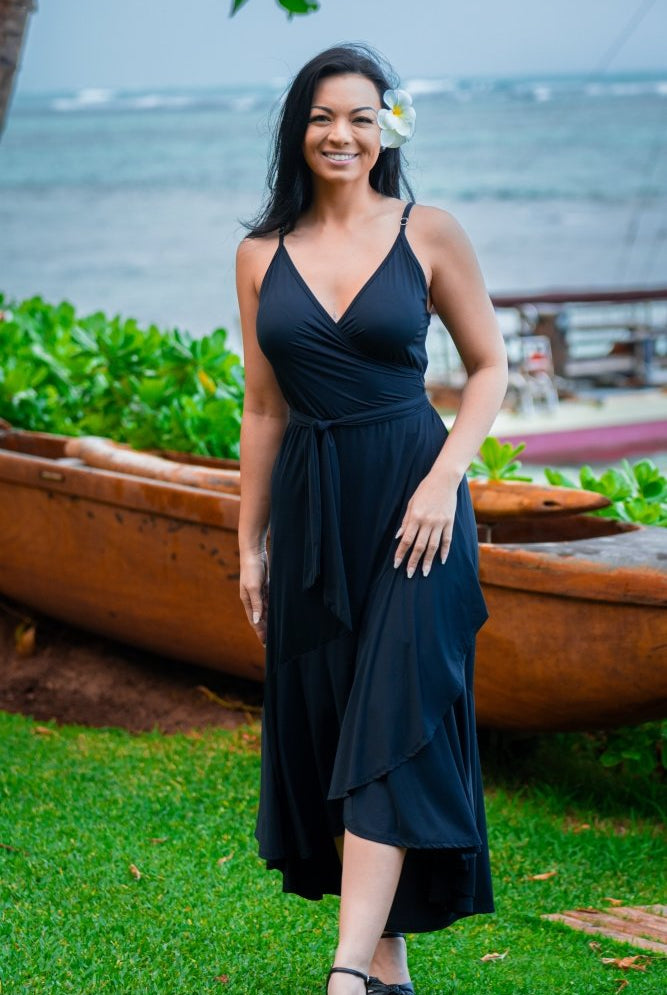 Luau Wrap Dress - SOLID BLACK - lilikoiwear.com