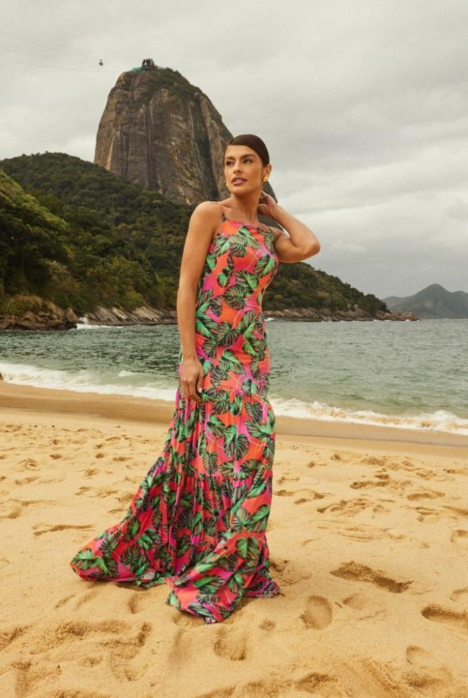 Marjorie Dress in MONSTERA PINK - lilikoiwear.com