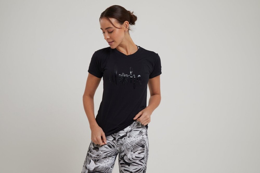 Women's Dri-Fit T-Shirt ALOHA Graphic - BLACK - lilikoiwear.com