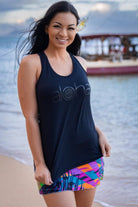 Women's Dri-Fit Tank Top ALOHA LILIKOI Graphic - BLACK - lilikoiwear.com