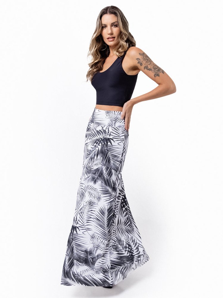 Campos Convertible Maxi Skirt - WHITE PALMS - lilikoiwear.com