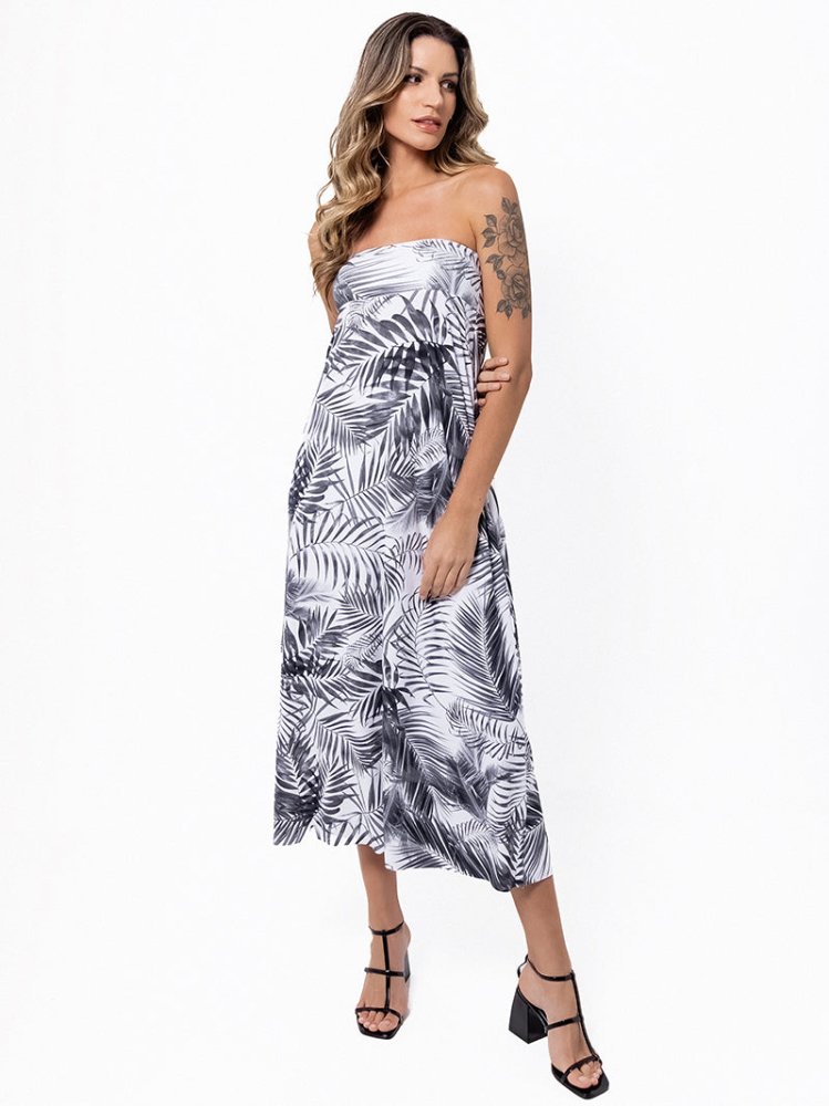Campos Convertible Maxi Skirt - WHITE PALMS - lilikoiwear.com