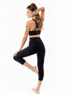 LEVITATE Capri with Pockets - SOLID BLACK (with Hawaiian Islands) - lilikoiwear.com