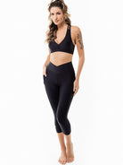 LEVITATE Capri with Pockets - SOLID BLACK (with Hawaiian Islands) - lilikoiwear.com