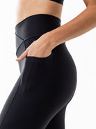 LEVITATE Leggings with Pockets - SOLID BLACK (with Hawaiian Islands) - lilikoiwear.com