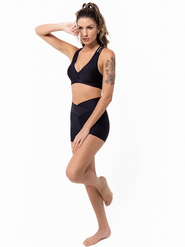LEVITATE Shorties with Pockets - SOLID BLACK (with Hawaiian Islands) - lilikoiwear.com