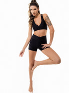 LEVITATE Shorties with Pockets - SOLID BLACK (with Hawaiian Islands) - lilikoiwear.com