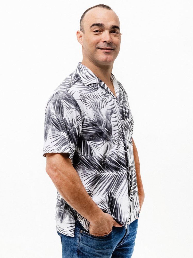 Men's Aloha Shirt - WHITE PALMS - lilikoiwear.com