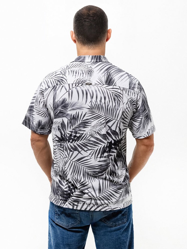 Men's Aloha Shirt - WHITE PALMS - lilikoiwear.com
