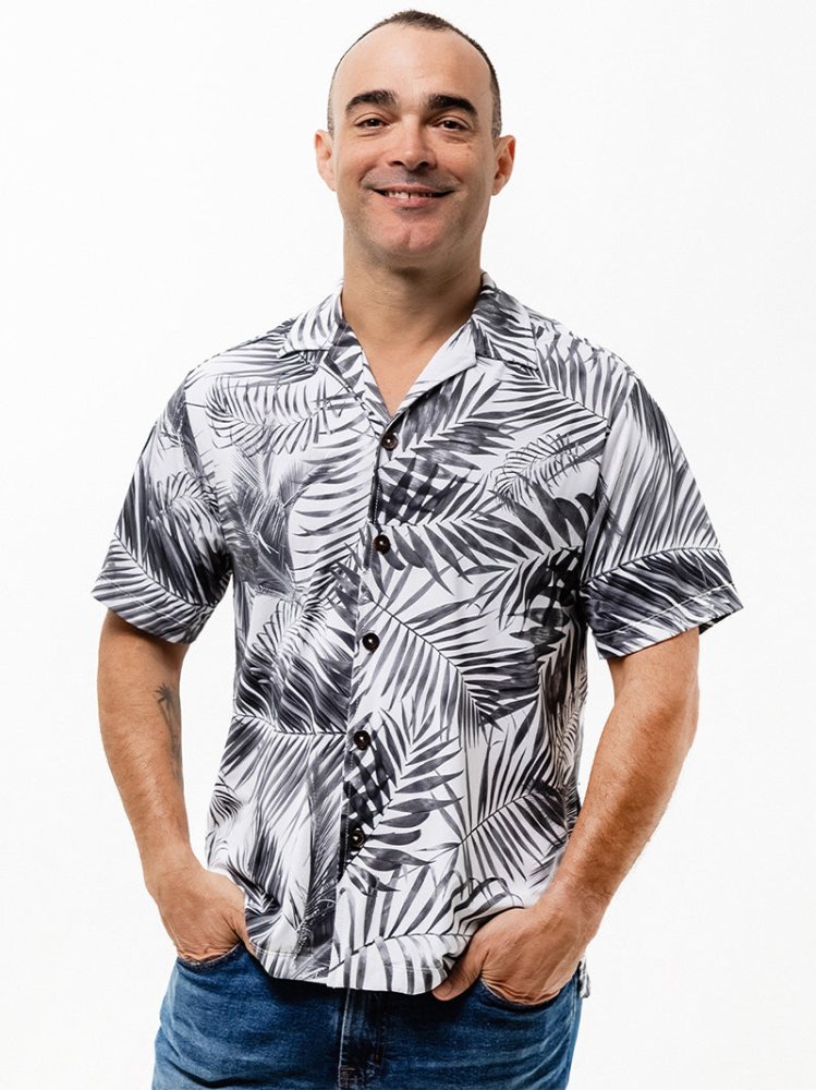 Men's Aloha Shirt - WHITE PALMS - lilikoiwear.com