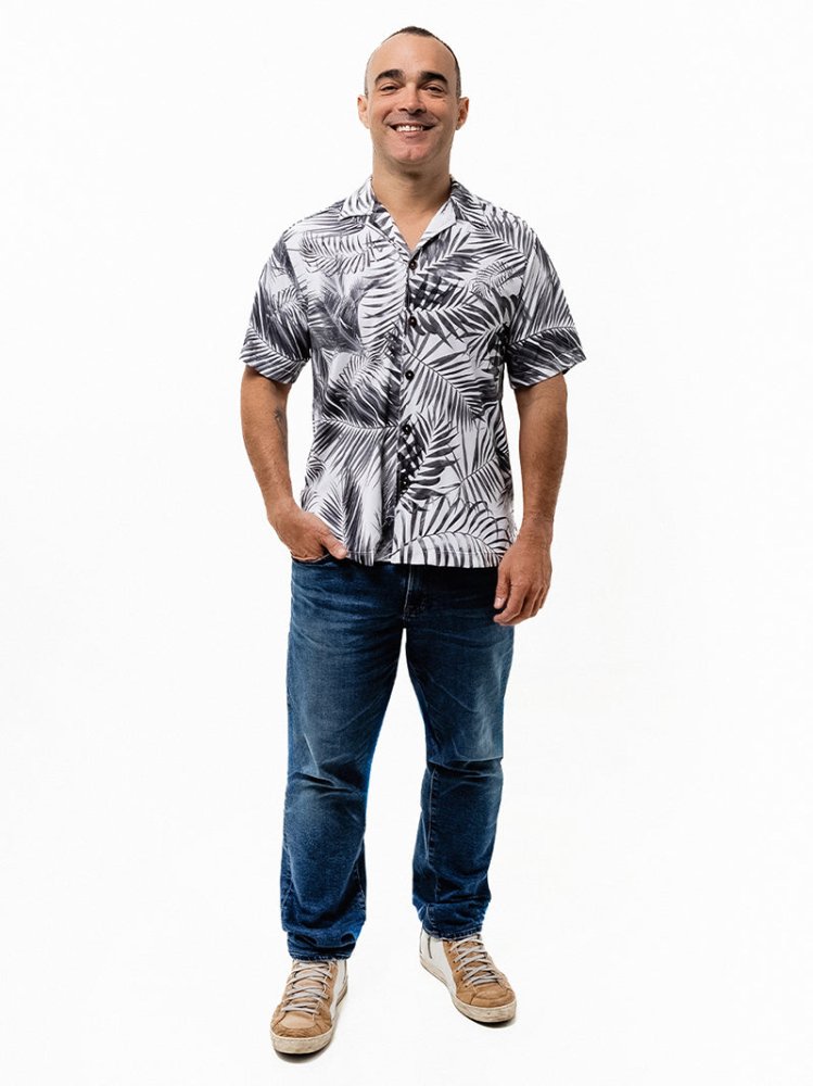 Men's Aloha Shirt - WHITE PALMS - lilikoiwear.com