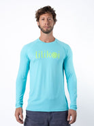Men's Dri-Fit Long-Sleeved Sun Shirt with LILIKOI Logo - OCEAN BLUE / LIME GREEN - lilikoiwear.com